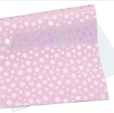 Pink Holographic Snowflake FAUX LEATHER SHEET 8" x 12" 1252742 SMOOTH TEXTURE