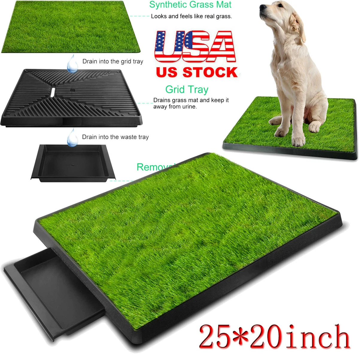 Dog Grass Pad With Tray, Artificial Grass Mats Washable Grass Pee Pads For  Dogs, Pet Toilet Potty Tray For Puppy & Small Pet, Dogs Turf Potty Training