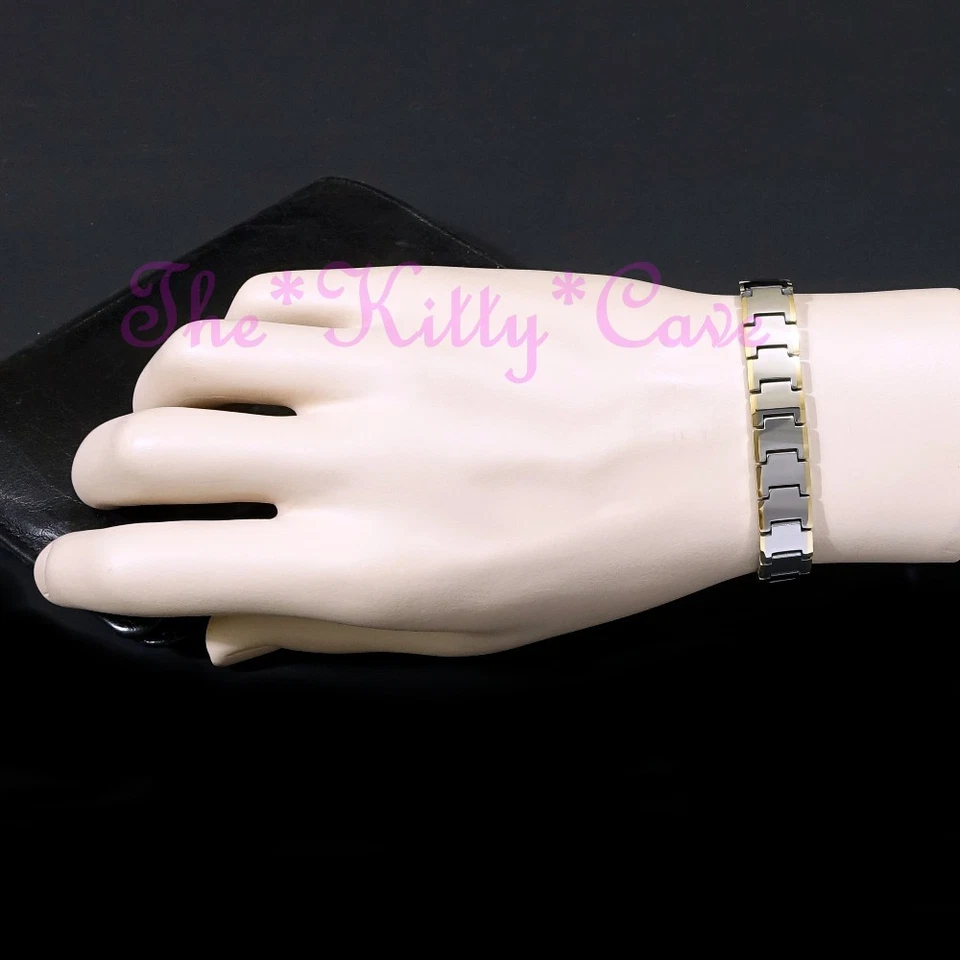 Magnetisch Wolfram RSI CTS Arthritis 24k Vergoldet und Silber Rhodiniert Armband - Bild 2 von 4