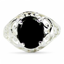 Black Onyx, Solid 925 Sterling Silver Ladies Ring, SR004