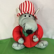 14" VINTAGE CHRISTMAS NYLON GREY MOUSE STUFFED ANIMAL PLUSH TOY J S INTERNATONAL