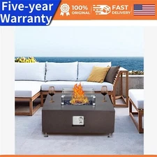36Inch Outdoor Propane Fire Pit Table 50000BTU Steel Gas Firepit with Wind Guard