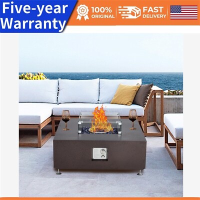  36'' Outdoor Propane Fire Pit Table 50000BTU Steel Gas Firepit with Wind Guard