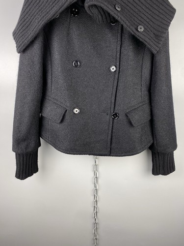 Max Mara Womens Luxury Alpaca Wool High Neck Black Pea Coat Jacket Sz US 6 / S - Picture 4 of 18
