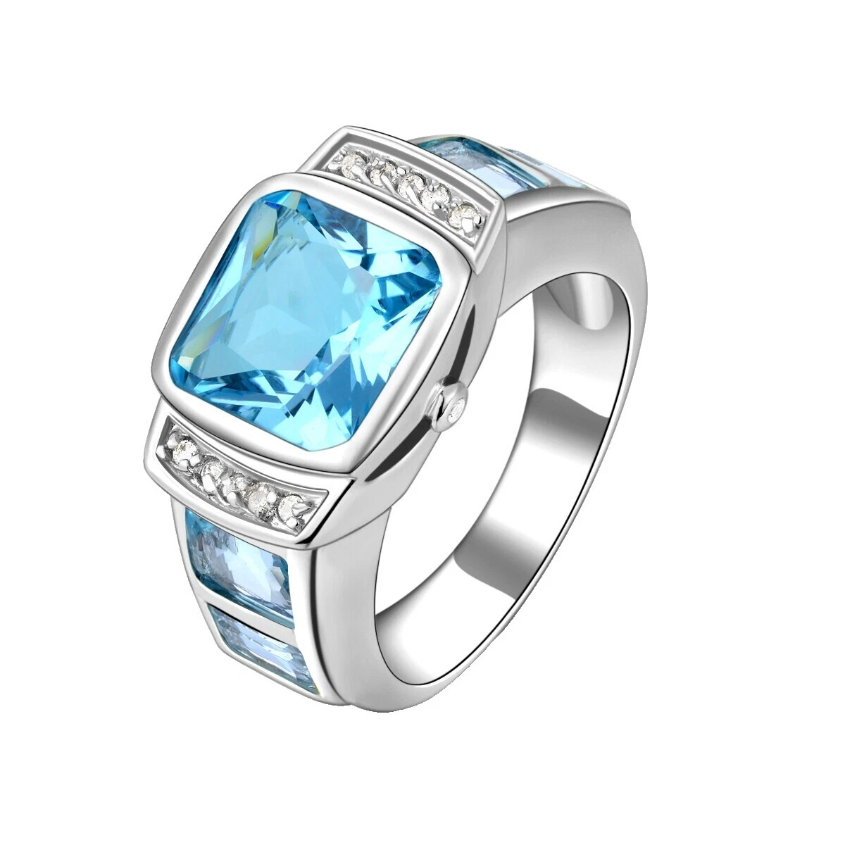 Cocktail White Gold Filled 9 Ring Fashion Rings