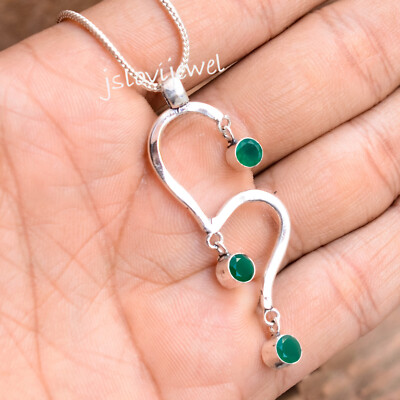 Green Onyx Multi Gemstone 925 Sterling Silver Pendant Reception Spacial Jewelry