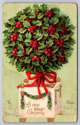 Postcard Christmas Boxed Holly 30N
