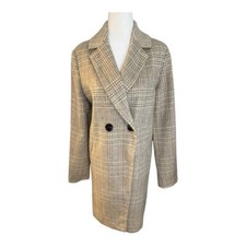 NEW Sam Edelman Women's XS Plaid Double-Breasted Overcoat Multicolor