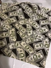Vintage Cash Money 50/100 Dollar Bill Patterned 20"x20" Bandana
