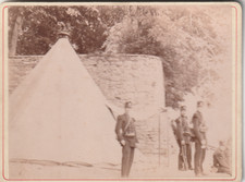 SOLDATS MILITAIRE TENTE PARC TÈTE D'OR LYON RHONE vers 1880 PHOTO 12 X 9 cm