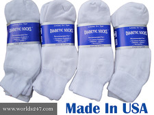 Creswell Best Quality 6 Pairs Made USA Diabetic Socks White Ankle Size 13-15