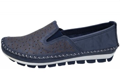 Gemini Damen Slipper Navy Blau Leder Schuhe Ballerina 382163-01-802