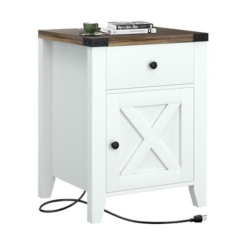 GAZHOME End Table with Fast USB Charging Station, 24” Tall Sofa Side