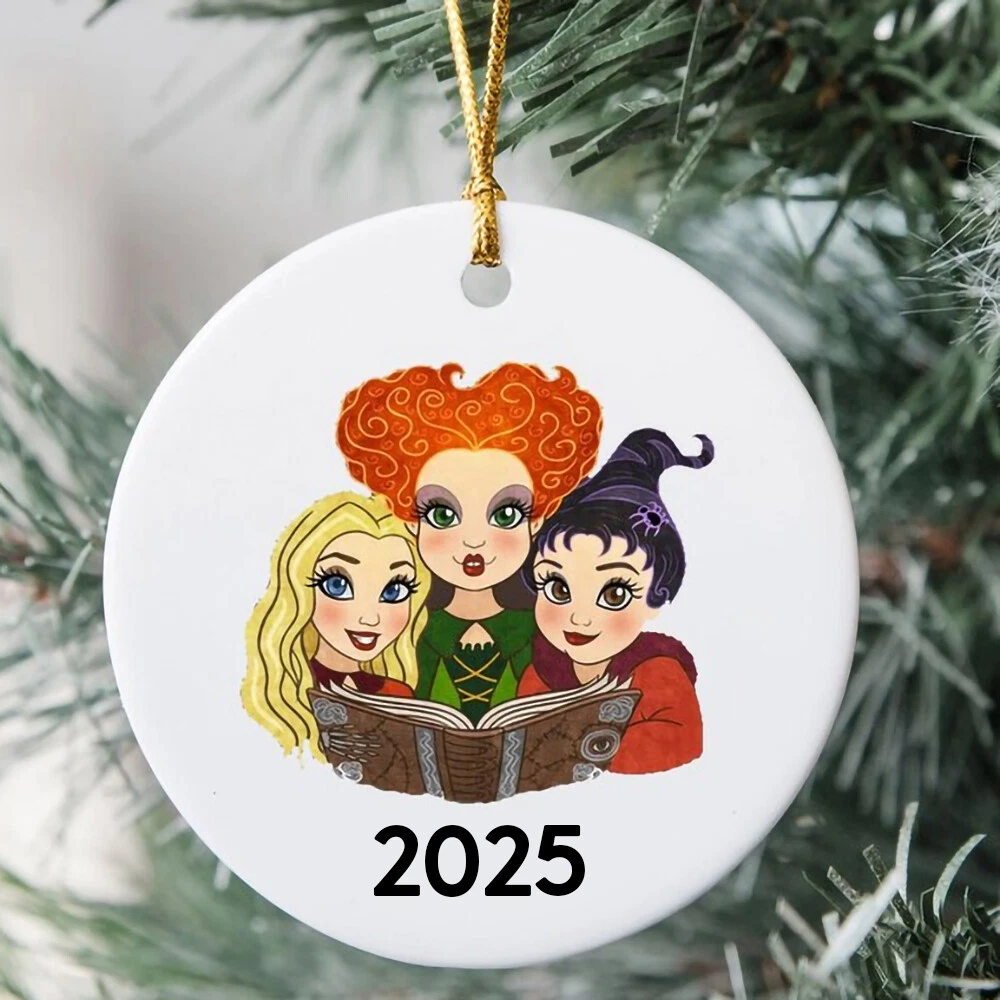 Hocus Pocus Sanderson Sisters Happy 2025 Halloween Circle Ornament