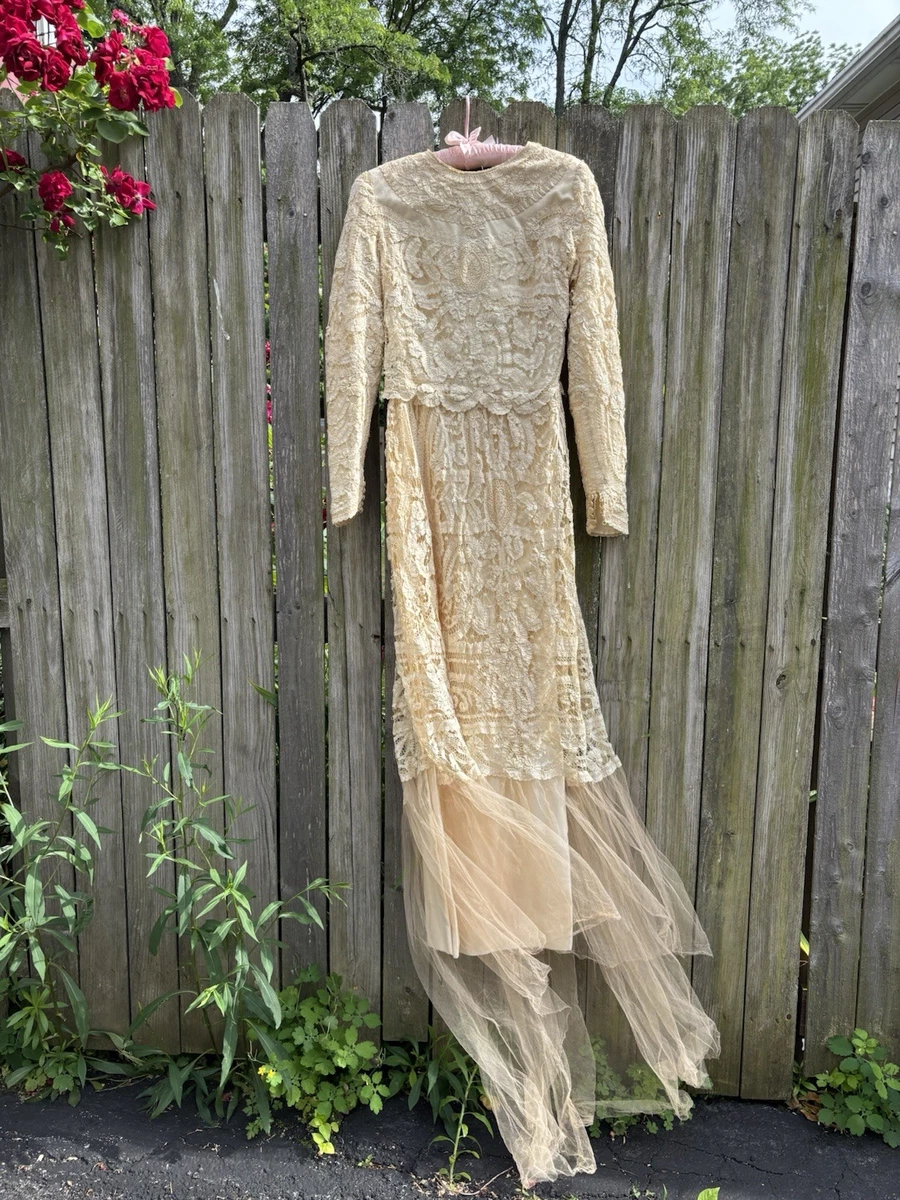 ebay vintage lace wedding dress Lace 1930s Decade Vintage Wedding Dresses & Veils for Women for sale