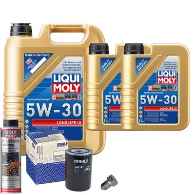 Motoröl 5W30 LIQUI MOLY 7L+MAHLE Ölfilter+Ölschlammspülung+Ölablassschraube