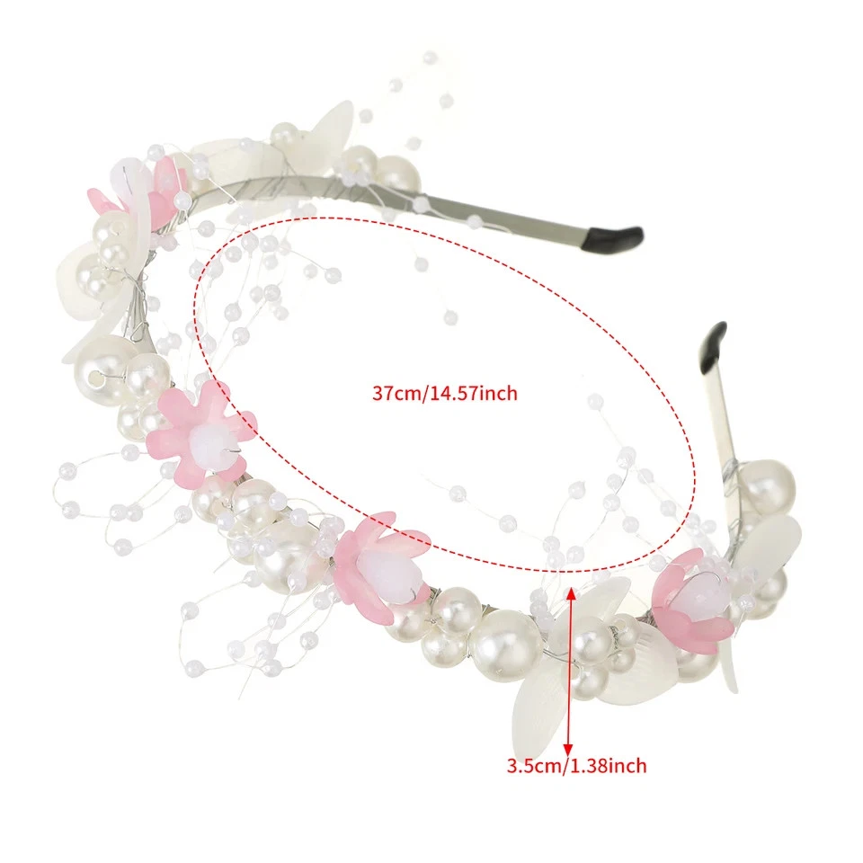 Pearl Bridal Wedding Headband Flower Hair Hoop Bride Wreath Garland Accessories Foto 3 de 4