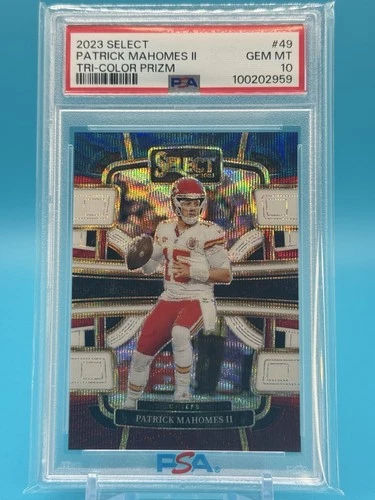 Patrick Mahomes 2023 Select Tri-Color Prizm (204/259) PSA 10