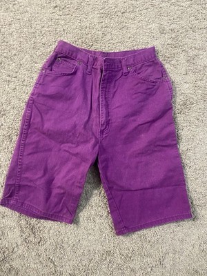 Vintage Congo Trader Shorts Womens 12 Purple Denim High Waist Bermuda 90s