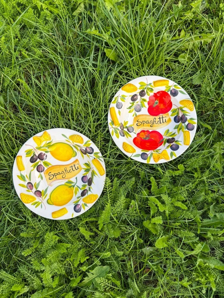 BASSANO KERAMIK SPAGHETTI SCHÜSSEL 30 CM ZITRONE MIT OLIVE MOTIV AUS ITALIEN - Bild 3 von 4