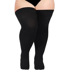 Plus Size Thigh High Socks for Women Extra Long Thick Knit Over The Knee Stoc...