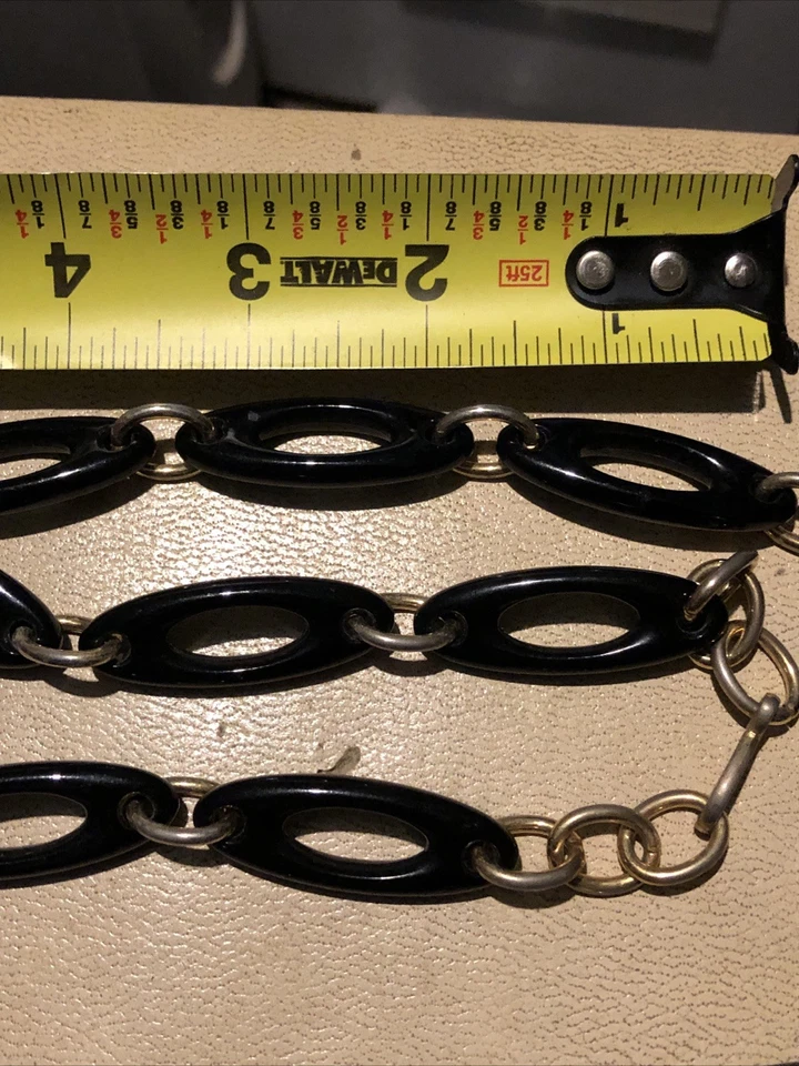 ¿Acrílico Hippie Boho años 60 de colección? ¿Plástico? Declaración Collar NEGRO tono dorado 28"" Foto 2 de 4