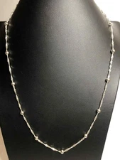 7240 Italy Sterling signed FAS 925 Ball station Chain 24" Necklace 7.8 grams