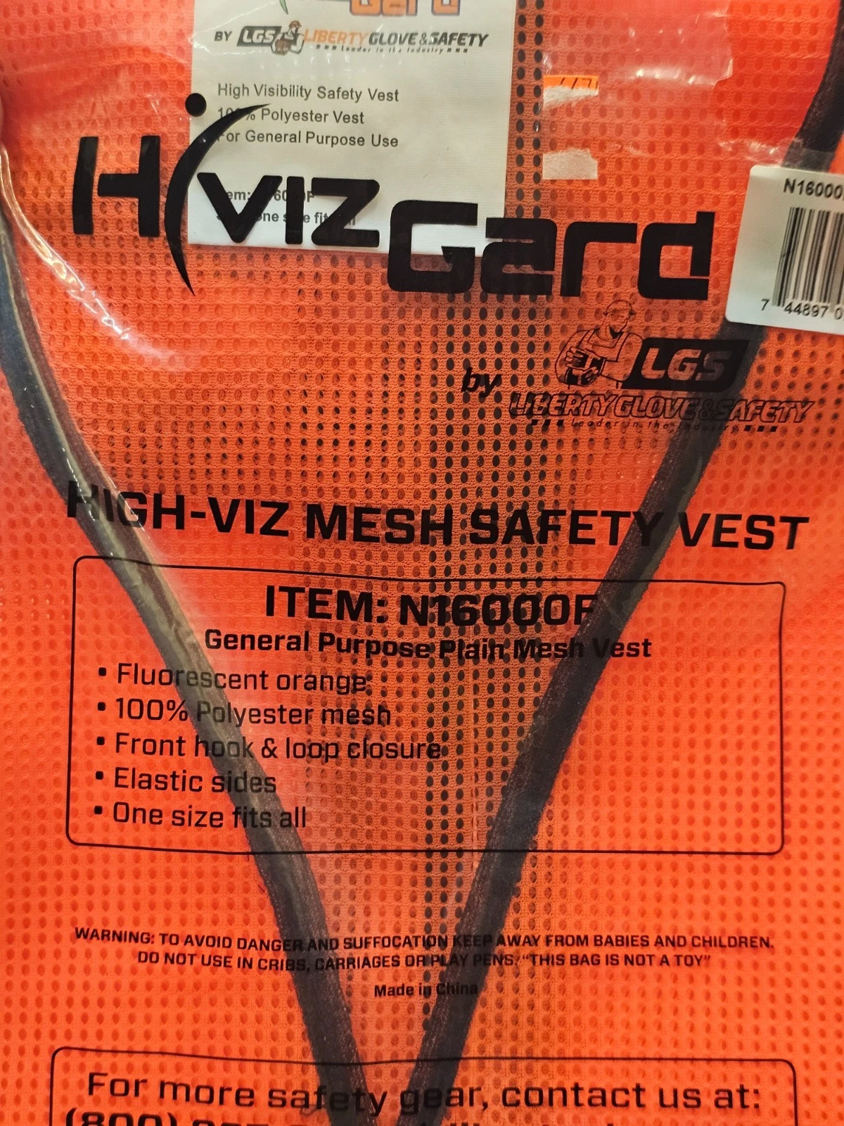 (QTY 31) Liberty Glove & Safety N16000F HiVizGard Polyester Mesh Vest Orange - product detail image 3