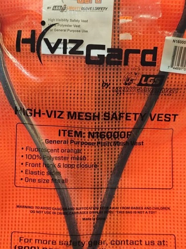 (QTY 31) Liberty Glove & Safety N16000F HiVizGard Polyester Mesh Vest Orange image 3