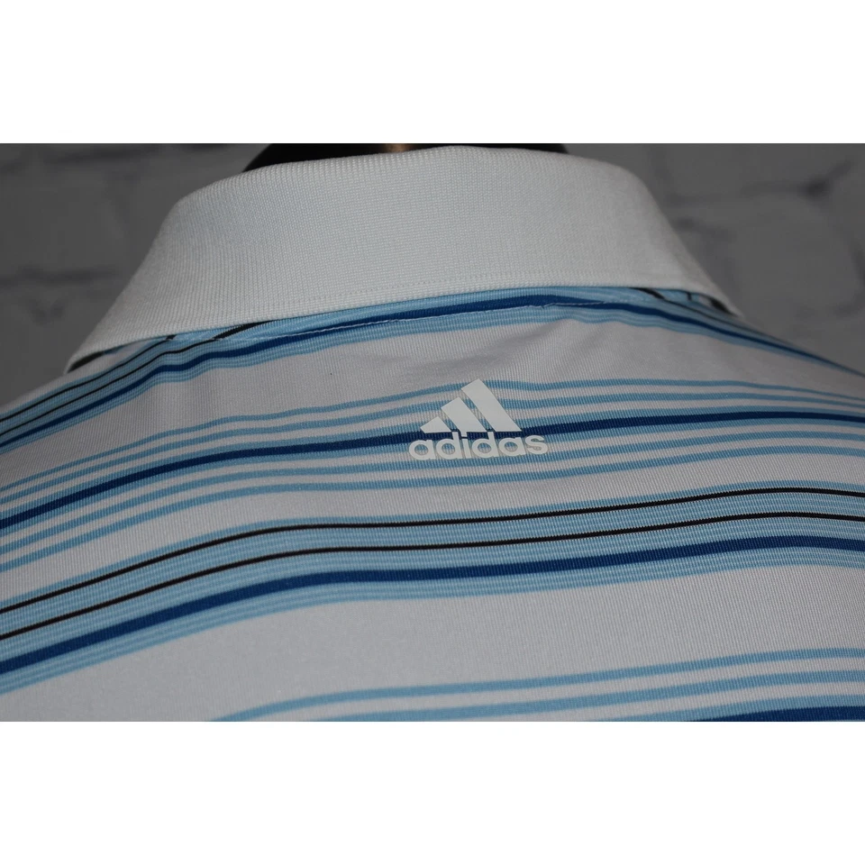 Рубашка поло для гольфа мужская Adidas размер средний полиэстер функциональная ClimaLite синяя - Изображение 2 из 4