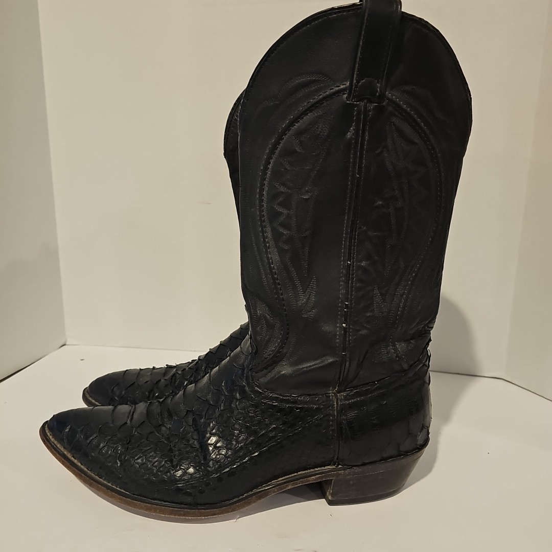 Men’s Code West Snakeskin Python Black Cowboy Boo… - image 3