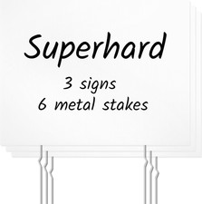 3 Pack Blank Yard Signs, Blank Unprinted Board Signs with 6 Metal Stakes, All-We