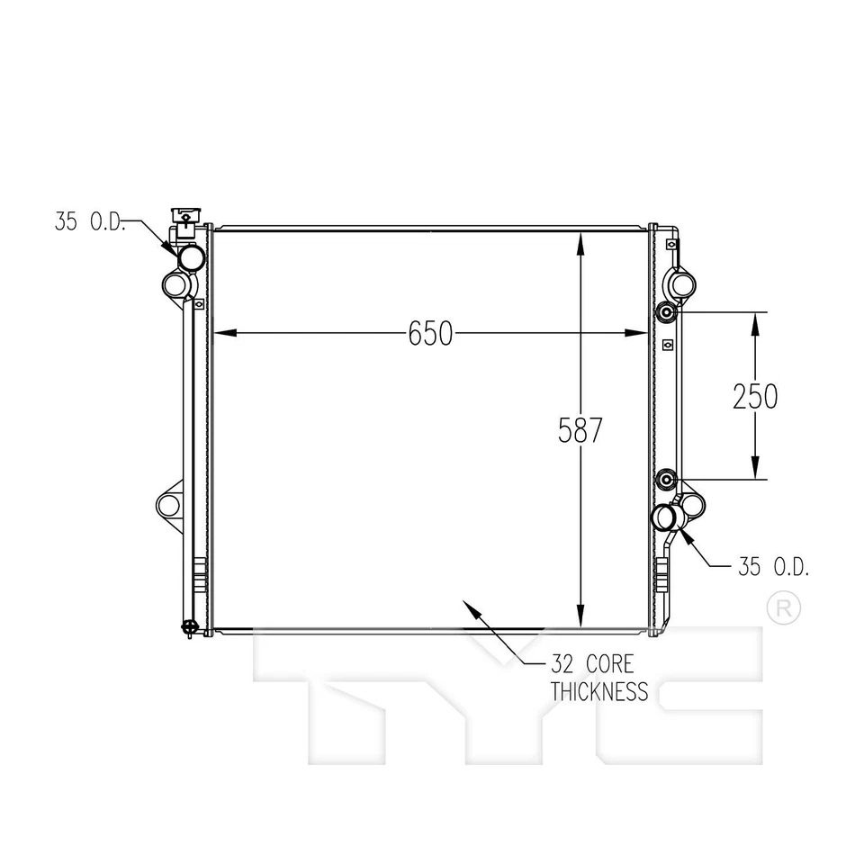 Conjunto de radiador TYC 2581 para 03-08 Toyota 4Runner Foto 3 de 4