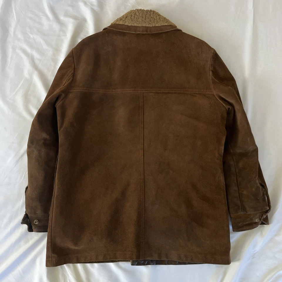 Vintage Britches Shearling Lined Brown Suede Jacket Western 40 Large Ranch Coat - Image 2 of 4