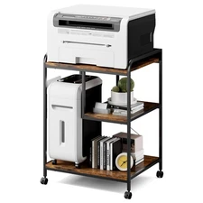 24"x19"x32" Large Printer Stand, Mobile Printer Table with Wheels for Home Of...