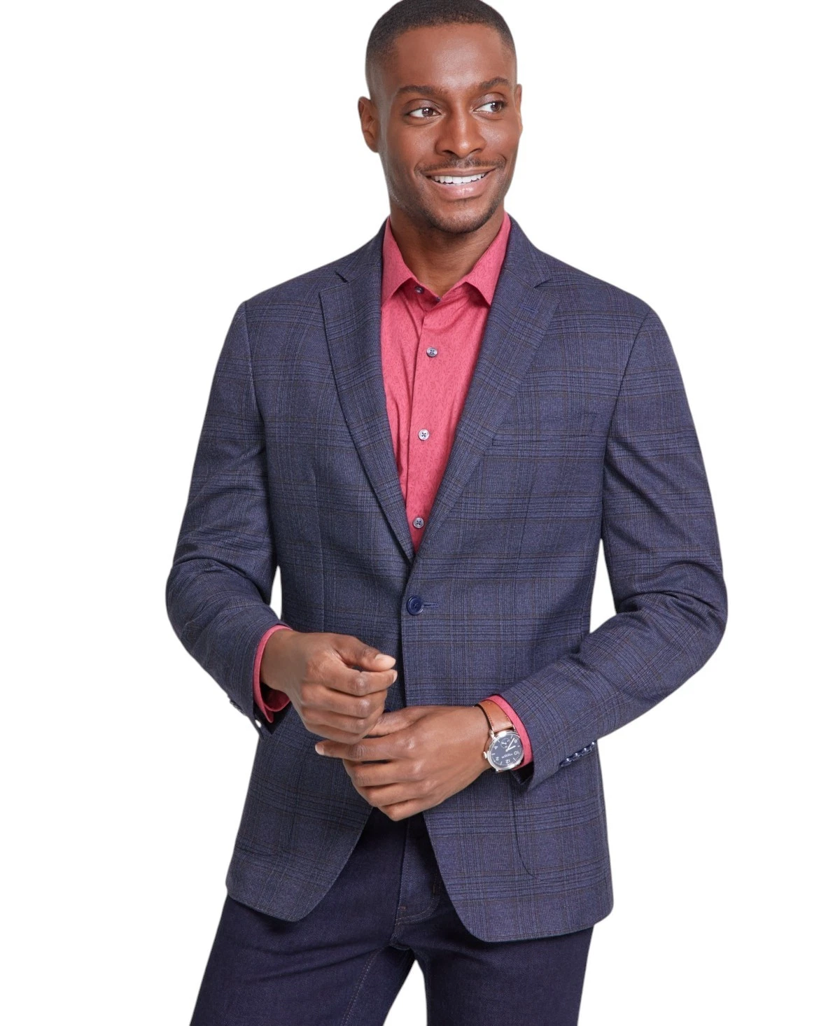 Bar Iii Mens Slim fit Sport Coat Blazer 38 R Navy Blue Plaid