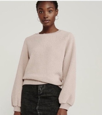 Abercrombie & Fitch Sherpa Sweatshirt Womens XS Pink Cozy Deep Pile Pullover