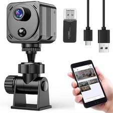 Mini Security Camera 160° Wide Angle 4K HD IR Night Vision Free Cloud