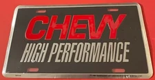 Vintage Chevy High Performance Booster License Plate Chevrolet