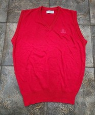 Vintage 90s Izod Men's Large Embroidered Logo Red V Neck Sweater Vest USA