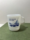 Vintage LAKE GEORGE New York Souvenir Milk Glass Coffee Tea Mug Termocrisa