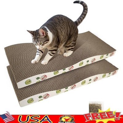 Durable 2pcs Cat Scratching Pad Double Sided Corrugated Scratchers W/ Catnip New