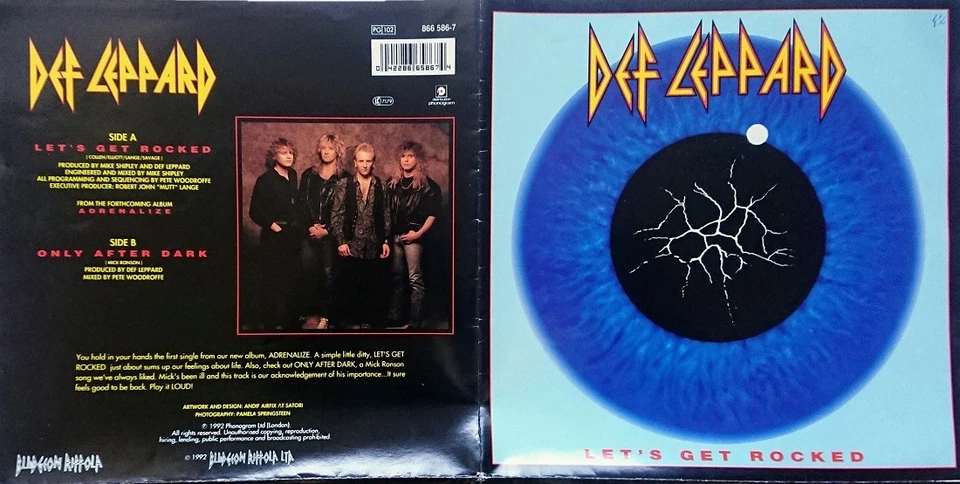 DEF LEPPARD - Let's Get Rocked - Vinyl Single + Poster - Ltd. Original 1992 - Photo 2/4