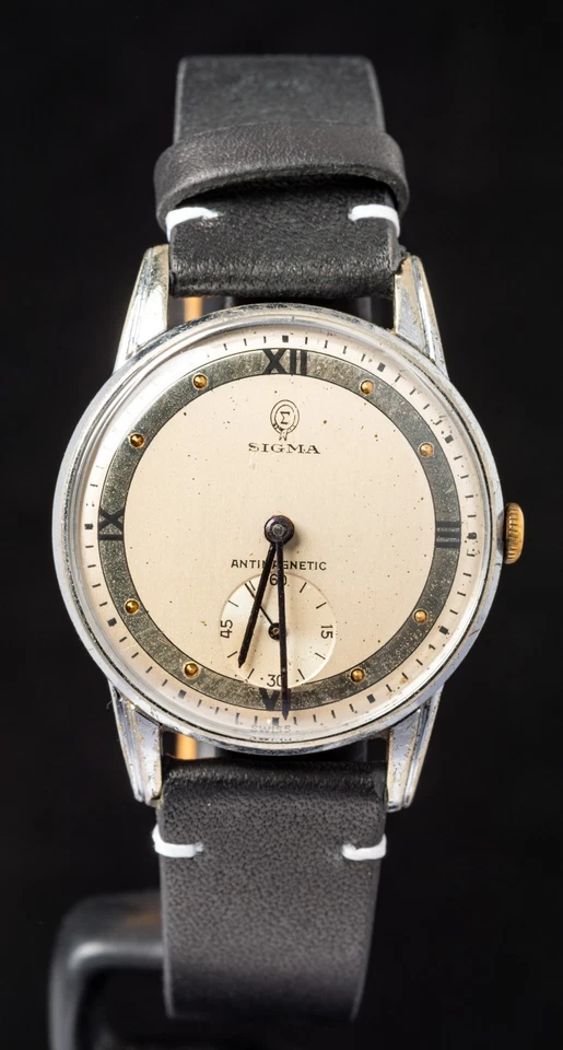 Reloj suizo vintage Sigma con esfera de remolque cuerda manual para hombre -- funcionando, caja Ø33 mm Foto 2 de 4