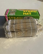 Vintage Foldable Straw Hat Beach Bucket Hat 60s 70s Vibe NOS In Box
