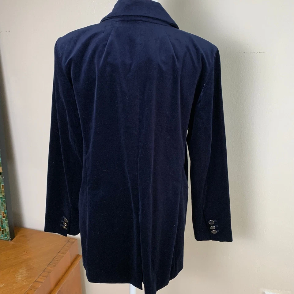 Traje Pantalón Talbots Talla 12P/12 2 Piezas con Chaqueta Blazer Terciopelo Azul Medianoche Foto 4 de 4