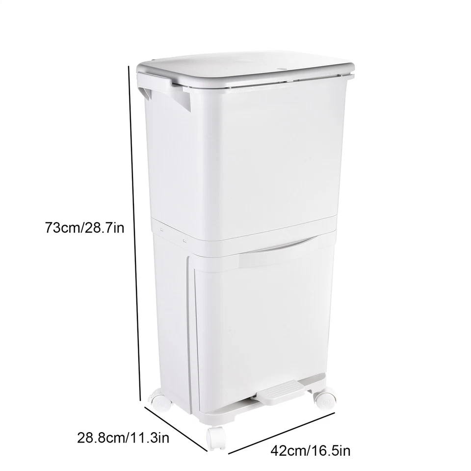 Mülleimer Küche mit Rädern Müllbehälter Abfalleimer Biomülleimer mit Deckel 42L - Bild 3 von 4