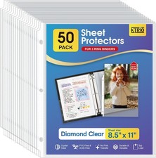KTRIO Sheet Protectors 8.5 x 11 inch Clear Page Protector for 3 Ring Binder50 pk