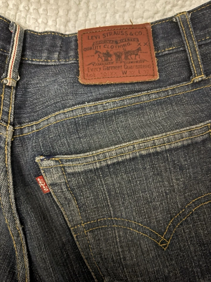 Levi’s LVC 501 XX Big E ribete rojo denim. Mosca de botón. Alta calidad. 32x28 Foto 4 de 4