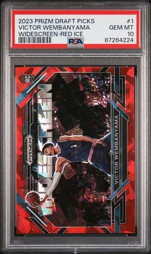 2023 PANINI PRIZM DRAFT PICKS WIDESCREEN RED ICE #1 VICTOR WEMBANYAMA PSA 10